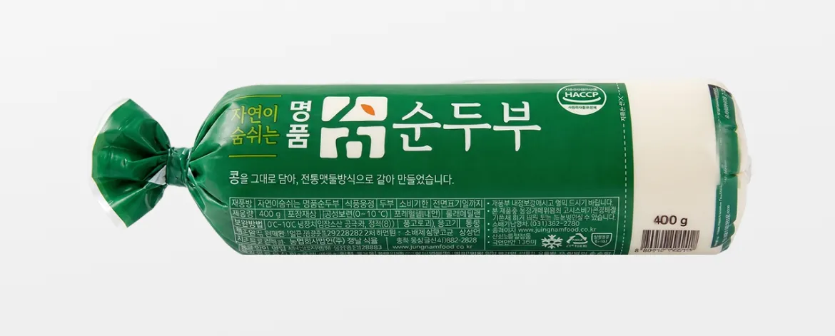 차별화상회 자연이숨쉬는 명품 순두부 400g 원통형 튜브 패키지 상품 메인 이미지