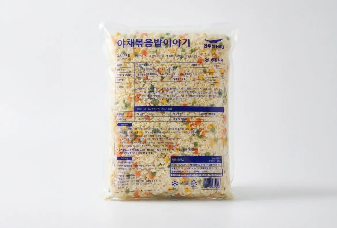 차별화상회 한우물 야채볶음밥이야기 3kg 대용량 투명 비닐 패키지 단품 이미지