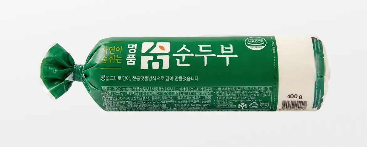 차별화상회 자연이숨쉬는 명품 순두부 400g 원통형 튜브 패키지 상품 메인 이미지