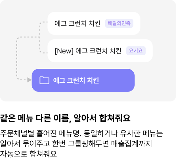 같은 메뉴 다른 이름, 알아서 합쳐줘요