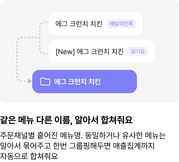 같은 메뉴 다른 이름, 알아서 합쳐줘요